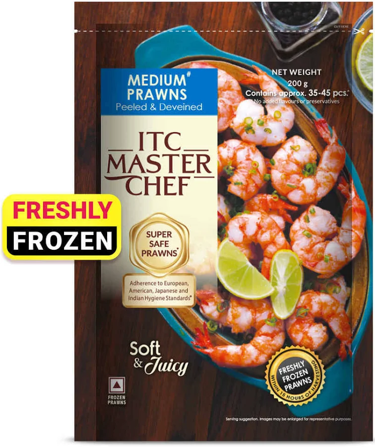 ITC Master Chef Medium Prawns | Freshly Frozen | 15 hours from the Time of Harvesting